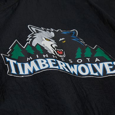Men's Mitchell & Ness Black Minnesota Timberwolves Playmaker Full-Zip Hooded Windbreaker Jacket
