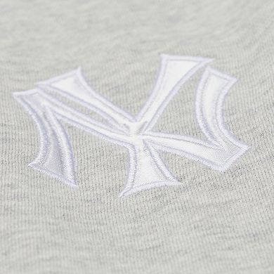 Women's Mitchell & Ness Heather Gray New York Yankees Cooperstown Collection V-Neck Cropped Toggle Sweatshirt