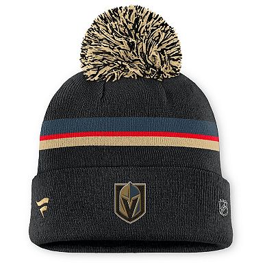 Women's Fanatics Black Vegas Golden Knights Authentic Pro Rink Cuffed Knit Hat with Pom