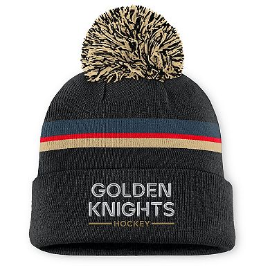 Women's Fanatics Black Vegas Golden Knights Authentic Pro Rink Cuffed Knit Hat with Pom