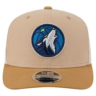 Men's New Era Tan/Light Brown Minnesota Timberwolves Two-Tone 9SEVENTY Adjustable Trucker Hat