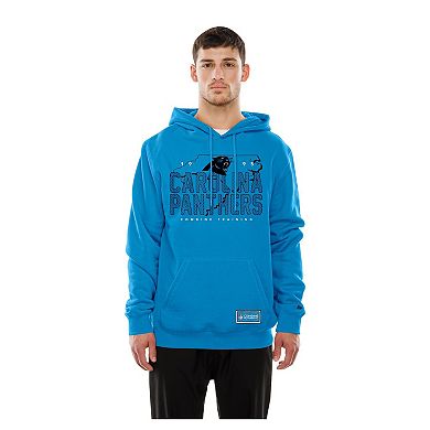Men's New Era Carolina Blue Carolina Panthers Combine Authentic Local State Throwback Hoodie