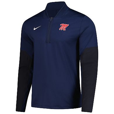 Men's Nike Navy Ole Miss Rebels Dri-FIT Half-Zip Pullover