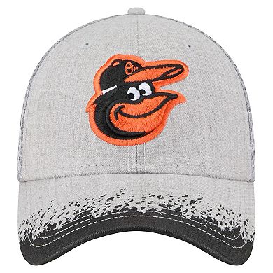 Men's New Era Gray Baltimore Orioles Visor Paint Splatter 39THIRTY Flex Hat