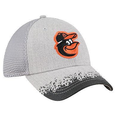 Men's New Era Gray Baltimore Orioles Visor Paint Splatter 39THIRTY Flex Hat