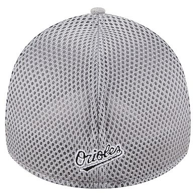 Men's New Era Gray Baltimore Orioles Visor Paint Splatter 39THIRTY Flex Hat