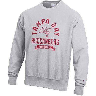 Men's Champion Heather Gray Tampa Bay Buccaneers Reverse Weave Fleece Pullover Sweatshirt