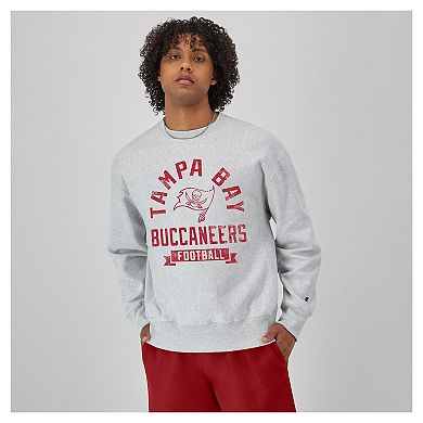 Men's Champion Heather Gray Tampa Bay Buccaneers Reverse Weave Fleece Pullover Sweatshirt