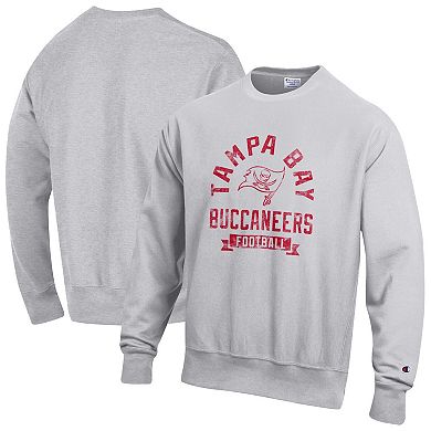 Men's Champion Heather Gray Tampa Bay Buccaneers Reverse Weave Fleece Pullover Sweatshirt