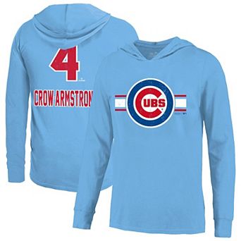 Men's Majestic Threads Pete Crow-Armstrong Light Blue Chicago Cubs Lightweight Name & Number Hoodie