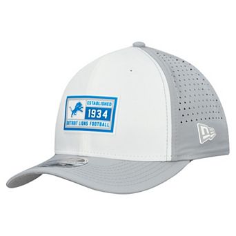 Men's New Era White/Silver Detroit Lions Established Patch 9SEVENTY Adjustable Hat