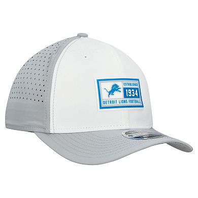 Men's New Era White/Silver Detroit Lions Established Patch 9SEVENTY Adjustable Hat