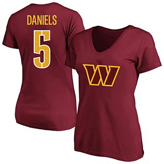 Women's Fanatics Jayden Daniels Burgundy Washington Commanders Plus Size Name & Number T-Shirt