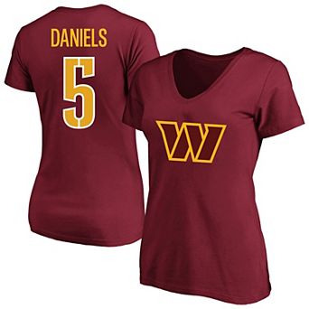Women's Fanatics Jayden Daniels Burgundy Washington Commanders Plus Size Name & Number T-Shirt