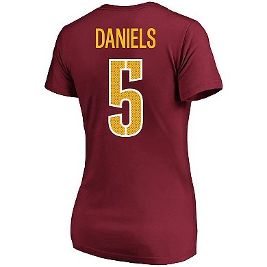 Women's Fanatics Jayden Daniels Burgundy Washington Commanders Plus Size Name & Number T-Shirt