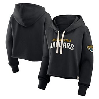 Women's Fanatics Black Jacksonville Jaguars Oversized Hometown Heritage Cropped Hoodie