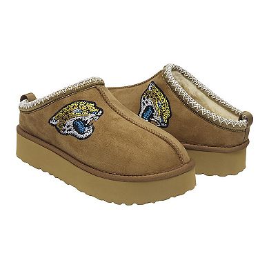 Women's Cuce Tan Jacksonville Jaguars Chestnut Slip On Boots with Crystal Logo
