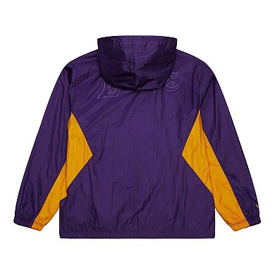 Men's Mitchell & Ness Purple Los Angeles Lakers Playmaker Full-Zip Hooded Windbreaker Jacket