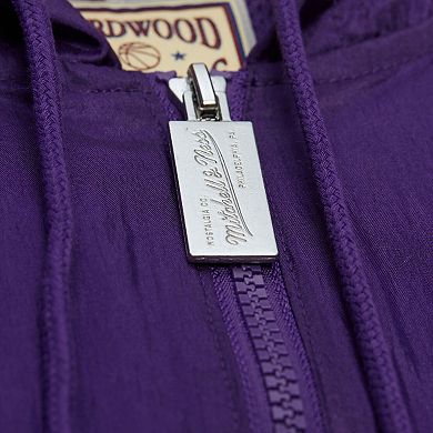 Men's Mitchell & Ness Purple Los Angeles Lakers Playmaker Full-Zip Hooded Windbreaker Jacket
