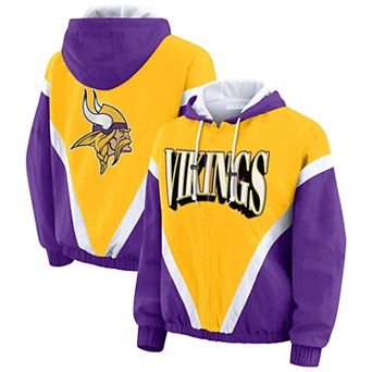 Women's WEAR by Erin Andrews Gold/Purple Minnesota Vikings Plus Size Retro Crinkle Full-Zip Windbreaker Jacket