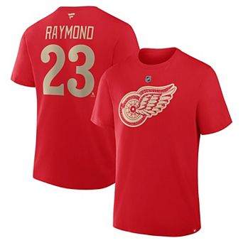 Men's Fanatics Lucas Raymond Red Detroit Red Wings Authentic Stack Name & Number T-Shirt