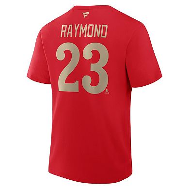 Men's Fanatics Lucas Raymond Red Detroit Red Wings Authentic Stack Name & Number T-Shirt