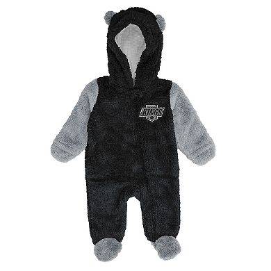 Infant & Newborn Outerstuff Black Los Angeles Kings Stay Napping Fleece Bunting Full-Zip Sleeper
