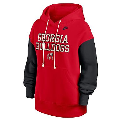 Women's Nike Red/Black Georgia Bulldogs Oversized Legacy Phoenix Pullover Hoodie