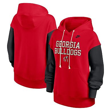 Women's Nike Red/Black Georgia Bulldogs Oversized Legacy Phoenix Pullover Hoodie