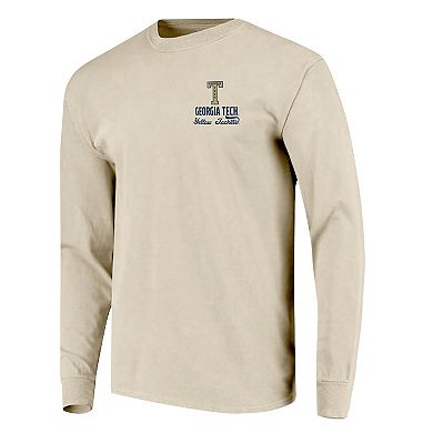 Men's Natural Georgia Tech Yellow Jackets Comfort Colors Mascot Overlay Long Sleeve T-Shirt