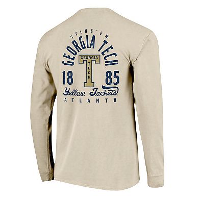 Men's Natural Georgia Tech Yellow Jackets Comfort Colors Mascot Overlay Long Sleeve T-Shirt