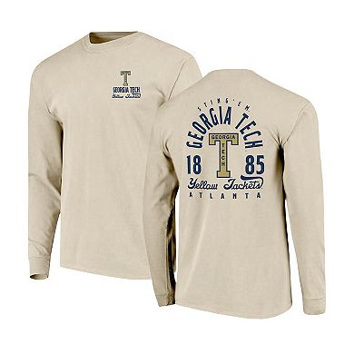 Men's Natural Georgia Tech Yellow Jackets Comfort Colors Mascot Overlay Long Sleeve T-Shirt