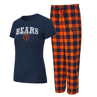 Women's Concepts Sport Navy/Orange Chicago Bears Plus Avondale T-Shirt & Pants Flannel PJ Set