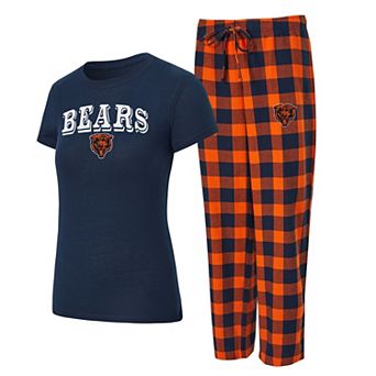 Women's Concepts Sport Navy/Orange Chicago Bears Plus Avondale T-Shirt & Pants Flannel PJ Set