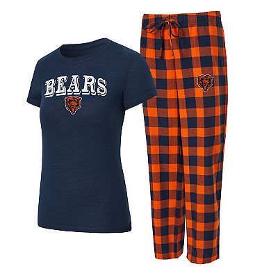 Women's Concepts Sport Navy/Orange Chicago Bears Plus Avondale T-Shirt & Pants Flannel PJ Set