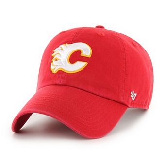 Men's '47 Red Calgary Flames Core Logo Clean Up Adjustable Hat
