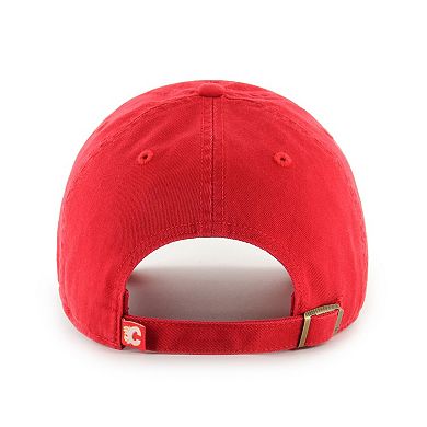 Men's '47 Red Calgary Flames Core Logo Clean Up Adjustable Hat