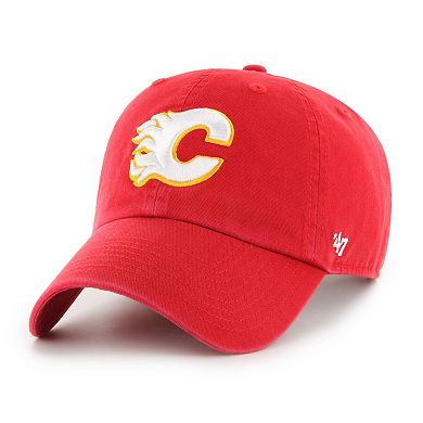Men's '47 Red Calgary Flames Core Logo Clean Up Adjustable Hat