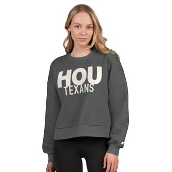 Women's Starter Heather Gray Houston Texans Show Up Cropped Fleece Pullover Sweatshirt