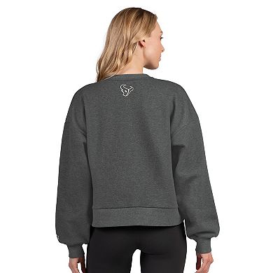 Women's Starter Heather Gray Houston Texans Show Up Cropped Fleece Pullover Sweatshirt