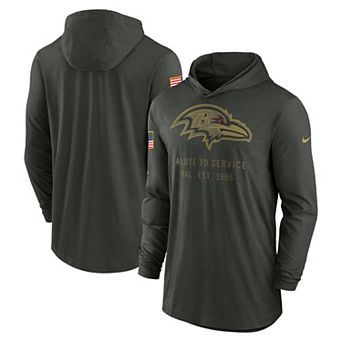 Men's Nike Forest Green Baltimore Ravens 2025 Salute to Service Sideline Dri-FIT Lightweight Hooded Pullover