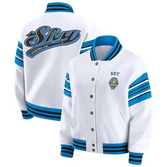 Women's WEAR by Erin Andrews White/Sky Blue Chicago Sky Full-Snap Fleece Sweatshirt Jacket