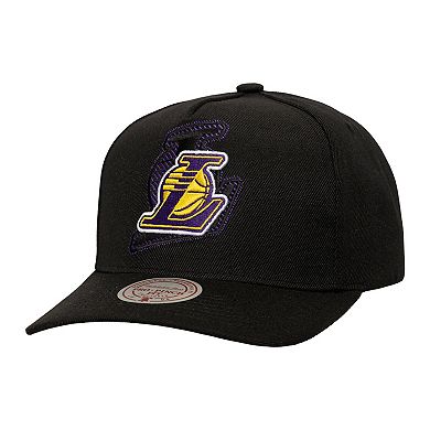 Men's Mitchell & Ness Black Los Angeles Lakers Tilted Pro Pinch Adjustable Hat