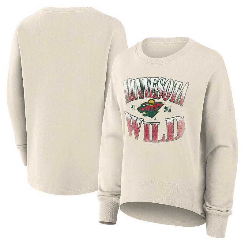 Women's Fanatics Cream Minnesota Wild Oversized Slice Pullover