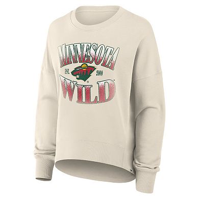 Women's Fanatics Cream Minnesota Wild Oversized Slice Pullover Sweatshirt
