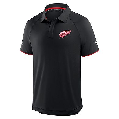 Men's Fanatics Black Detroit Red Wings Authentic Pro Rink Raglan Polo