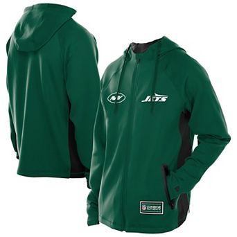 Men's New Era Green New York Jets Combine Authentic Raglan Scuba Full-Zip Hoodie