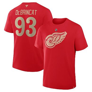 Men's Fanatics Alex DeBrincat Red Detroit Red Wings Authentic Stack Name & Number T-Shirt