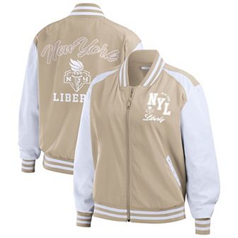Women's WEAR by Erin Andrews Tan New York Liberty Tonal Full-Zip Bomber Jacket