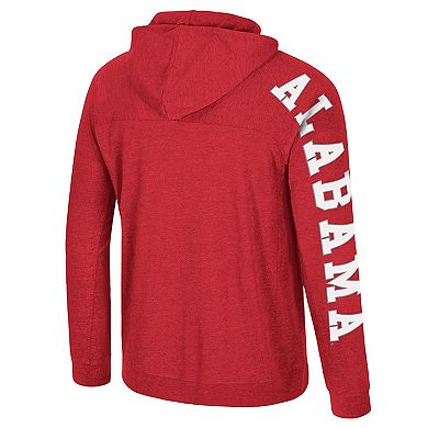 Men's Colosseum Crimson Alabama Crimson Tide Back in Business Long Sleeve Raglan Hooded T-Shirt